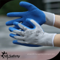 SRSAFETY 10 gauge grey polycotton liner coated blue latex on palm gloves, crinkle finished/blue latex work gloves